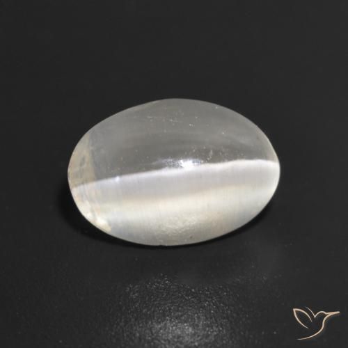 Silimanita Ojo de Gato Gris muy claro natural de 1.23 ct, Ovalada, Transparente