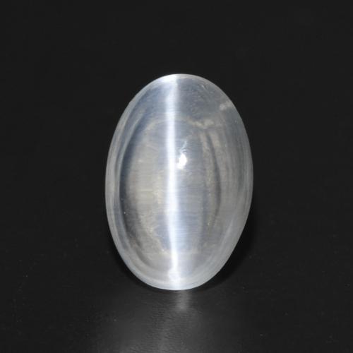Silimanita ojo de gato blanco azulado natural de 1,55 ct, corte óvalo, transparente