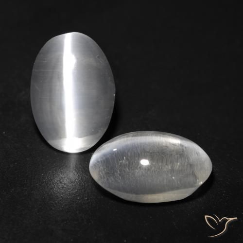 2.07ctw Natural Blanco claro Silimanita Ojo de Gato, Ovalada, Transparente