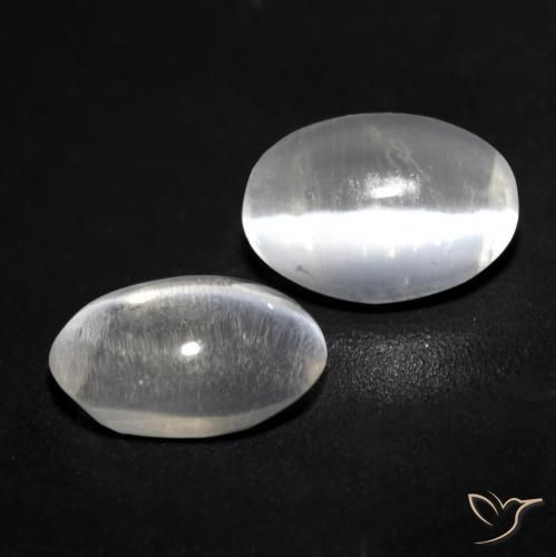 Gemas de Silimanita Ojo de Gato Blanco claro natural de 2.07 ct, Ovalada, Transparente