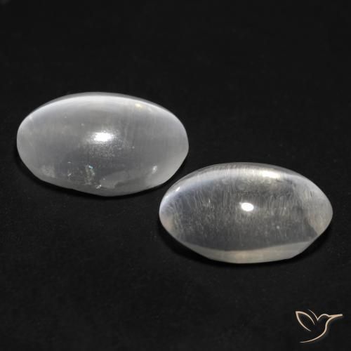 Gemas de Silimanita Ojo de Gato Blanco claro natural de 2.07 ct, Ovalada, Transparente