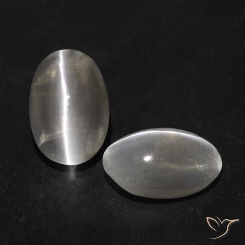 1.94ctw Natural Gris muy claro Silimanita Ojo de Gato, Ovalada, Transparente