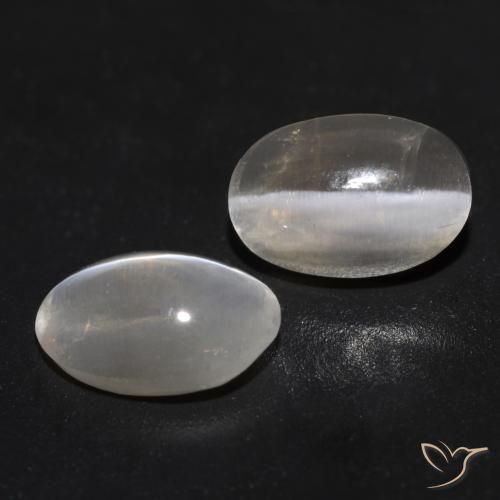 Gemas de Silimanita Ojo de Gato Gris muy claro natural de 1.94 ct, Ovalada, Transparente
