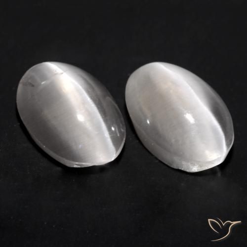 1.70ctw Natural Gris muy claro Silimanita Ojo de Gato, Ovalada, Transparente