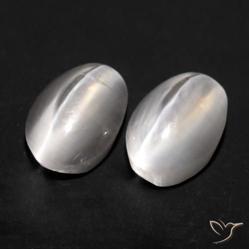 Gemas de Silimanita Ojo de Gato Gris muy claro natural de 1.70 ct, Ovalada, Transparente