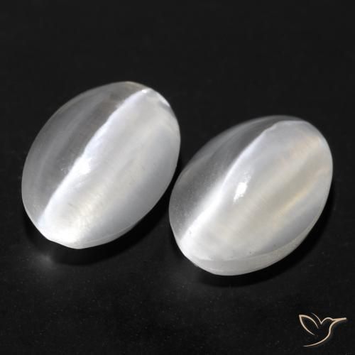 2.20ctw Natural Blanco Silimanita Ojo de Gato, Ovalada, Transparente