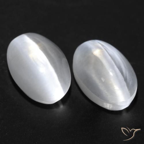 2.23ctw Natural Blanco Silimanita Ojo de Gato, Ovalada, Transparente