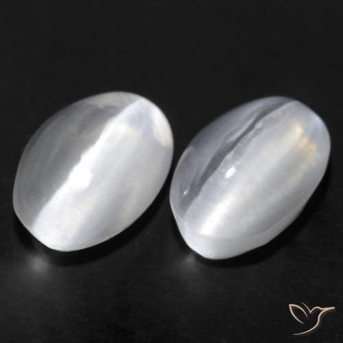 Gemas de Silimanita Ojo de Gato Blanco natural de 2.23 ct, Ovalada, Transparente