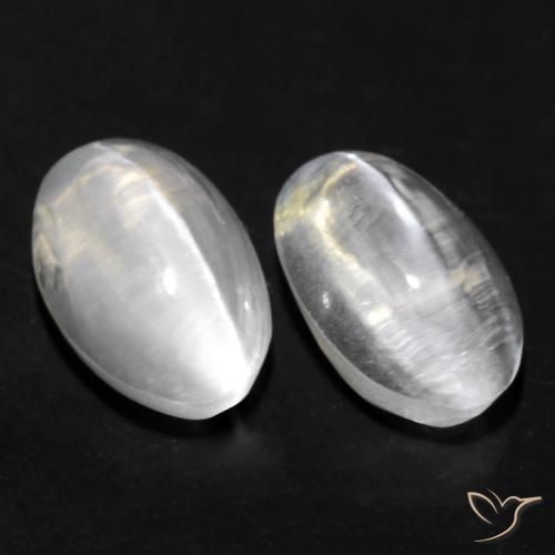 1.70ctw Natural Blanco Silimanita Ojo de Gato, Ovalada, Transparente