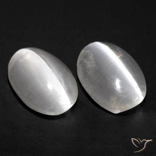 1.67ctw Natural Blanco Silimanita Ojo de Gato, Ovalada, Transparente
