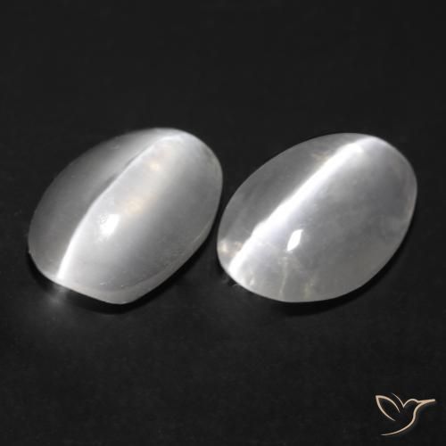Gemas de Silimanita Ojo de Gato Blanco natural de 1.67 ct, Ovalada, Transparente