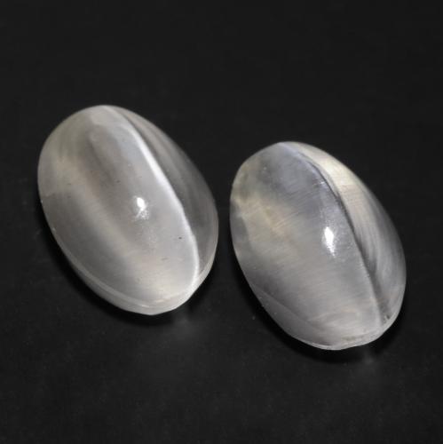 Gemas de Silimanita Ojo de Gato Gris muy claro natural de 2.45 ct, Corte Óvalo, Transparente