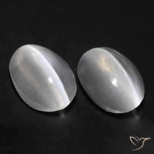 1.77ctw Natural Blanco Silimanita Ojo de Gato, Ovalada, Transparente