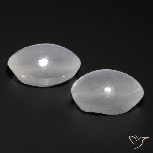 Gemas de Silimanita Ojo de Gato Blanco natural de 1.77 ct, Ovalada, Transparente