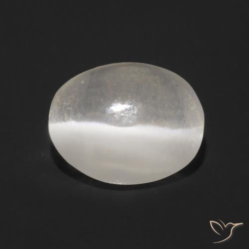1.08ct Natural Gris muy claro Silimanita Ojo de Gato, Ovalada, Transparente