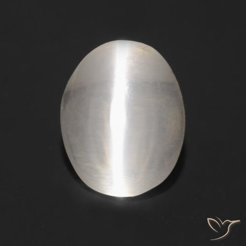 Silimanita Ojo de Gato Gris muy claro natural de 1.08 ct, Ovalada, Transparente