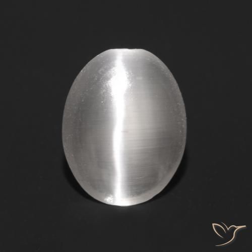 Silimanita Ojo de Gato Gris muy claro natural de 0.89 ct, Ovalada, Transparente
