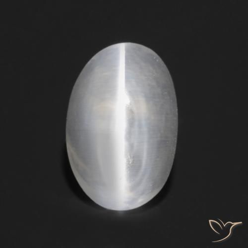 1.23ct Natural Gris muy claro Silimanita Ojo de Gato, Ovalada, Transparente