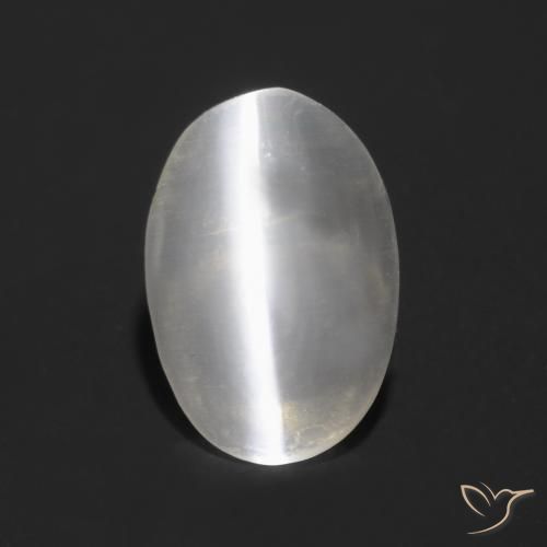 0.81ct Natural Gris muy claro Silimanita Ojo de Gato, Ovalada, Transparente