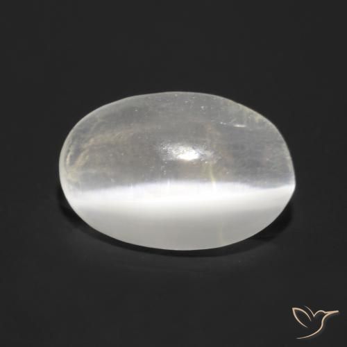 Silimanita Ojo de Gato Gris muy claro natural de 0.81 ct, Ovalada, Transparente