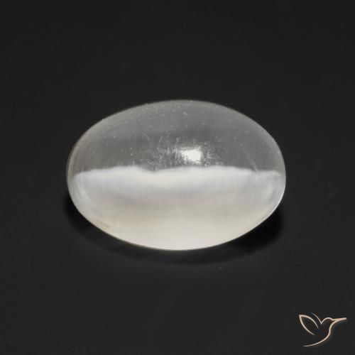1.19ct Natural Blanco Silimanita Ojo de Gato, Ovalada, Transparente