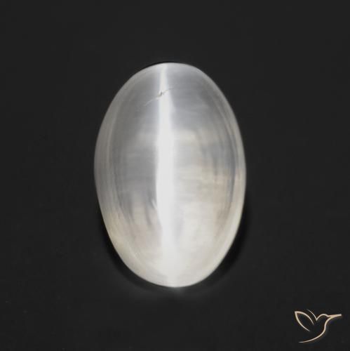 Silimanita Ojo de Gato Blanco natural de 1.19 ct, Ovalada, Transparente
