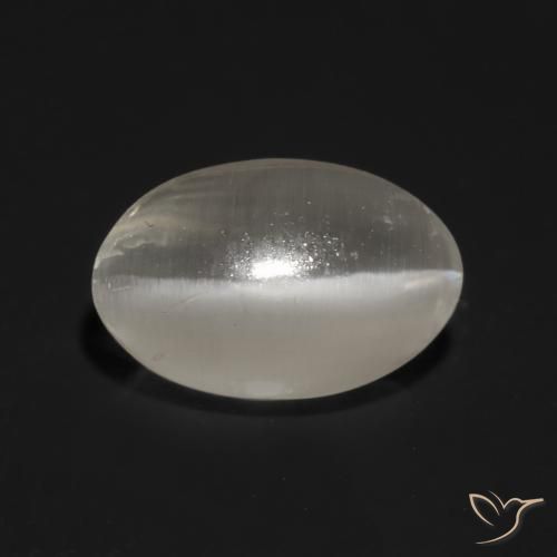 1.03ct Natural Gris muy claro Silimanita Ojo de Gato, Ovalada, Transparente