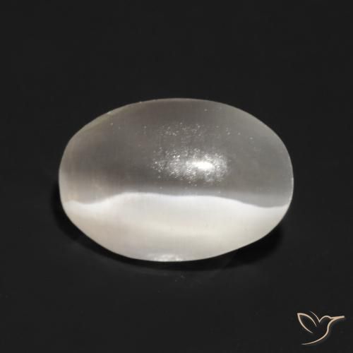 1.00ct Natural Gris muy claro Silimanita Ojo de Gato, Ovalada, Translúcido
