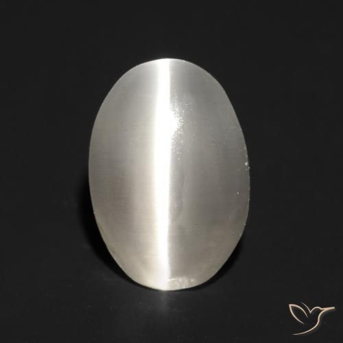 Silimanita Ojo de Gato Gris muy claro natural de 1.00 ct, Ovalada, Translúcido