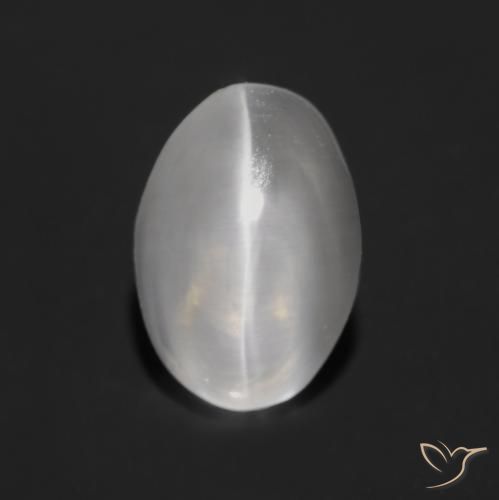 1.25ct Natural Gris muy claro Silimanita Ojo de Gato, Ovalada, Transparente