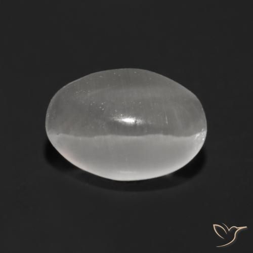 Silimanita Ojo de Gato Gris muy claro natural de 1.25 ct, Ovalada, Transparente