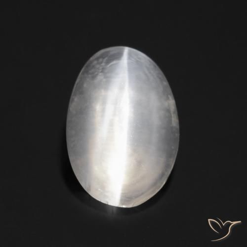 1.05ct Natural Gris muy claro Silimanita Ojo de Gato, Ovalada, Transparente