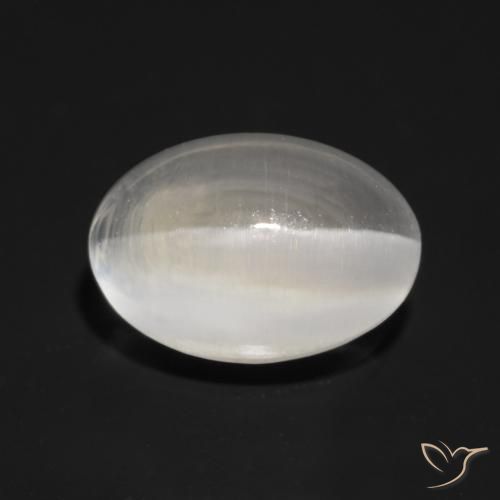 1.30ct Natural Gris muy claro Silimanita Ojo de Gato, Ovalada, Transparente