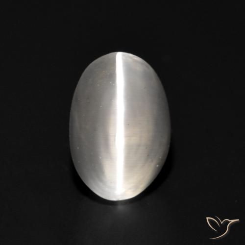 1.07ct Natural Blanco Silimanita Ojo de Gato, Ovalada, Transparente