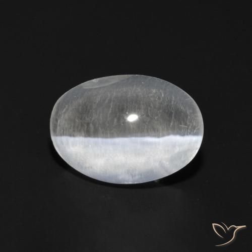 Silimanita Ojo de Gato Blanco claro natural de 1.04 ct, Ovalada, Transparente