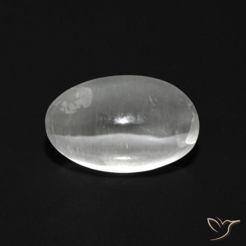 Silimanita Ojo de Gato Blanco natural de 1.15 ct, Ovalada, Transparente