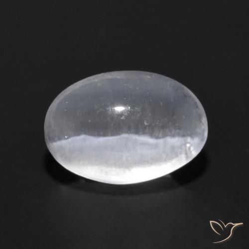 Silimanita Ojo de Gato Blanco translúcido natural de 0.98 ct, Ovalada, Transparente