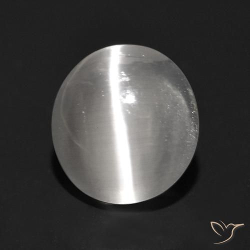 1.23ct Natural Gris muy claro Silimanita Ojo de Gato, Ovalada, Transparente