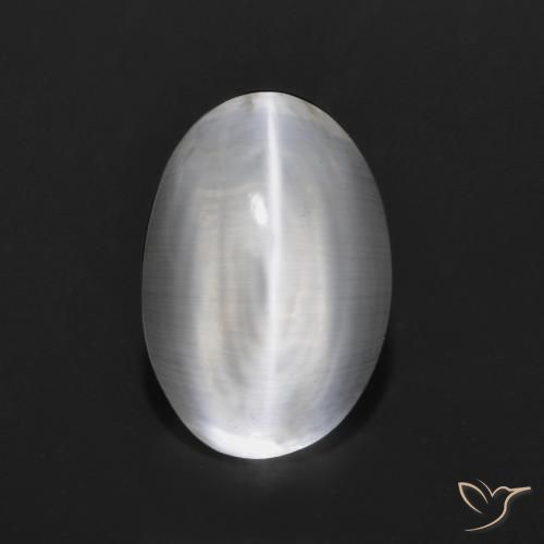 Silimanita Ojo de Gato Blanco claro natural de 1.29 ct, Ovalada, Transparente