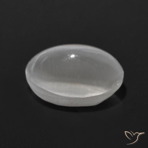 Silimanita Ojo de Gato Blanco claro natural de 1.29 ct, Ovalada, Transparente