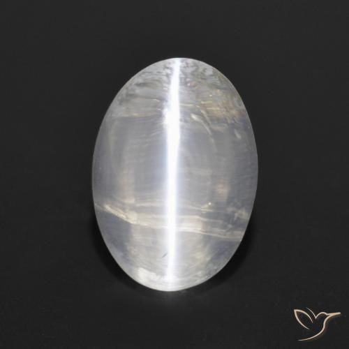 1.28ct Natural Gris muy claro Silimanita Ojo de Gato, Ovalada, Transparente