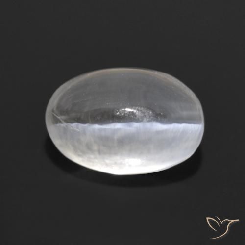 Silimanita Ojo de Gato Blanco claro natural de 1.40 ct, Ovalada, Transparente