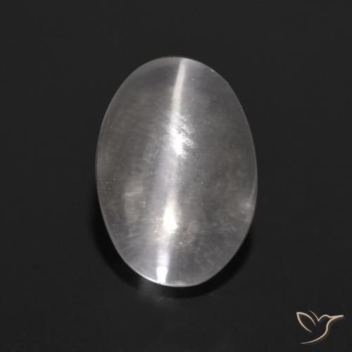 1.39ct Natural Blanco claro Silimanita Ojo de Gato, Ovalada, Transparente