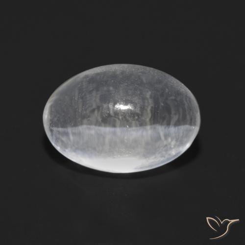 1.49ct Natural Blanco claro Silimanita Ojo de Gato, Ovalada, Transparente