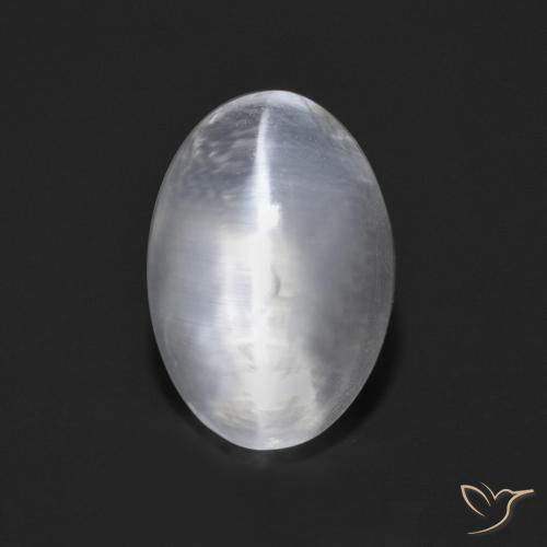 Silimanita Ojo de Gato Blanco claro natural de 1.49 ct, Ovalada, Transparente