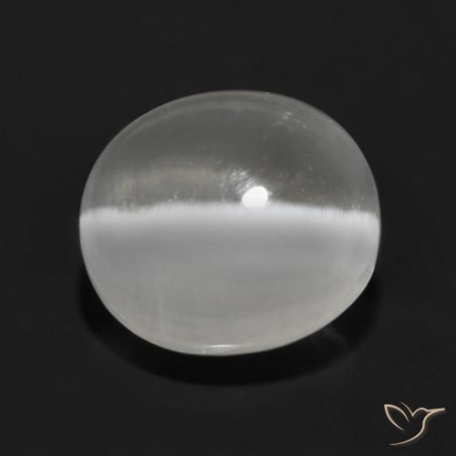 Silimanita Ojo de Gato Blanco natural de 1.30 ct, Ovalada, Transparente