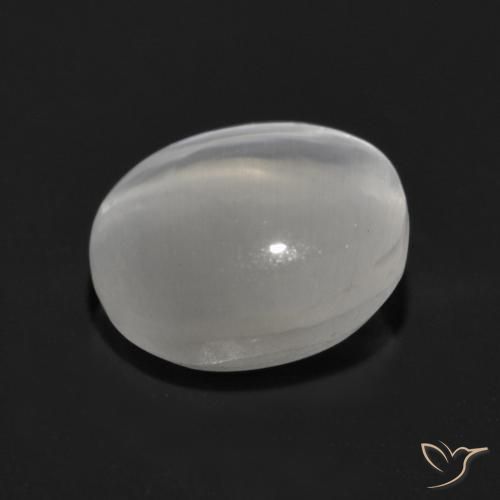 Silimanita Ojo de Gato Blanco natural de 1.30 ct, Ovalada, Transparente