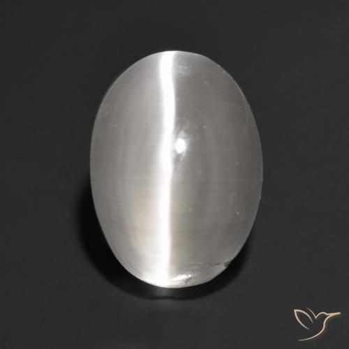 1.34ct Natural Gris muy claro Silimanita Ojo de Gato, Ovalada, Transparente