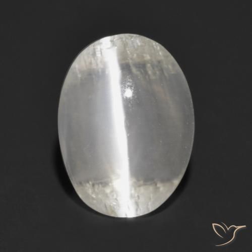 1.47ct Natural Gris muy claro Silimanita Ojo de Gato, Ovalada, Transparente