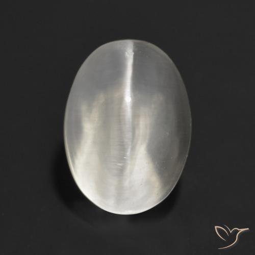 1.60ct Natural Gris muy claro Silimanita Ojo de Gato, Ovalada, Transparente